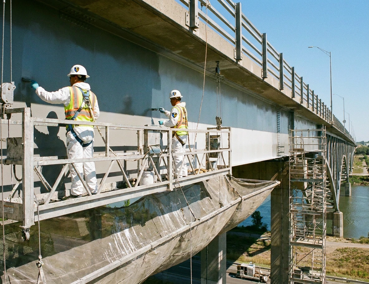 ProPaint Construction crew painting a highway bridge